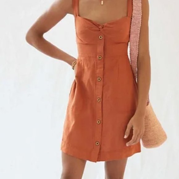 Anthropologie Dresses & Skirts - Anthropologie Maeve  Burnt Orange Tie Back Mini Dress size M